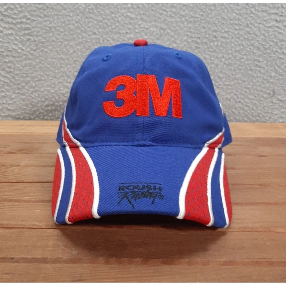 NASCAR Hat Adult Blue Red White Strap Back Dad Cap Roush Racing Embroidered‎ Y2K